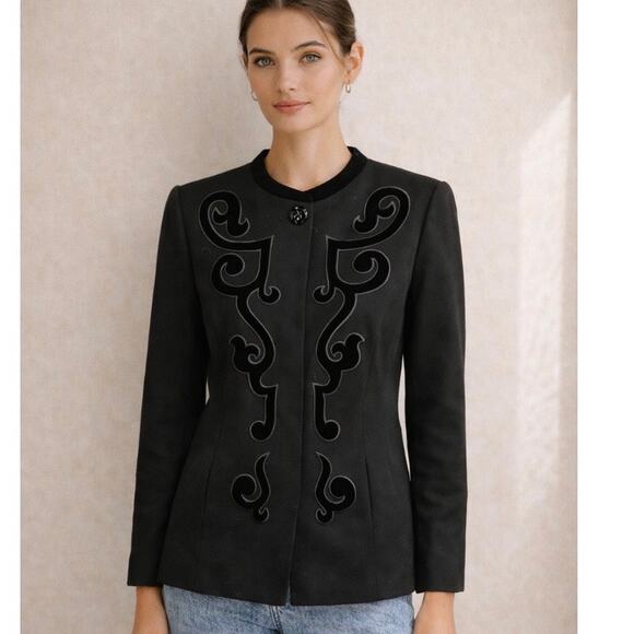 Liz Claiborne Jackets & Blazers - Vintage 90s Liz Claiborne Black Wool Long Blazer Small
